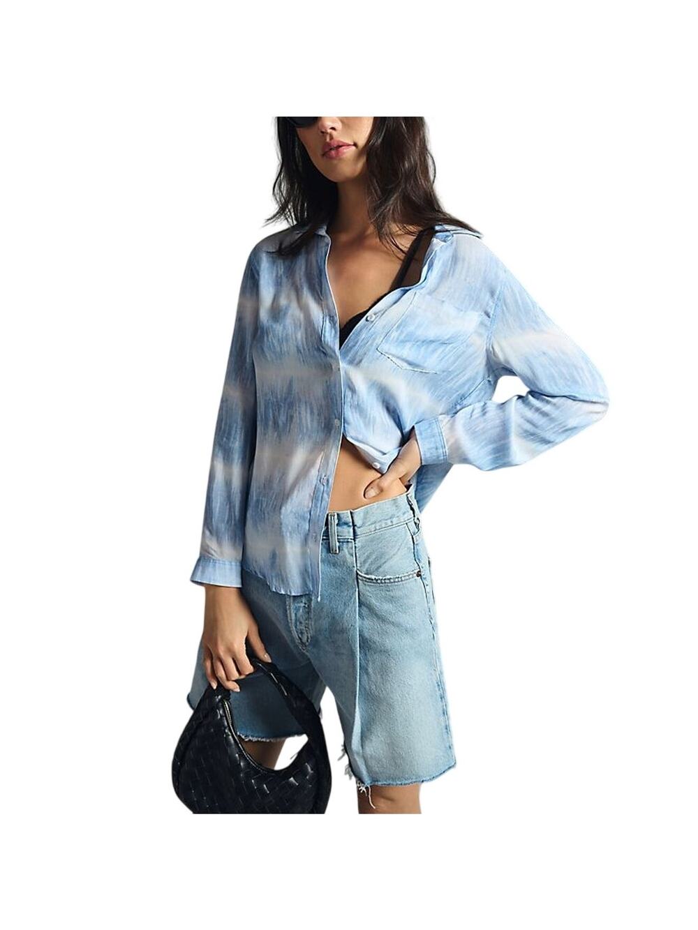 Anthropologie Lightweight Blue Motif Cloth And Stone Buttondown Shirt Size S NWT